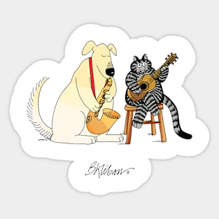 B Kliban Cat Guitar Sticker